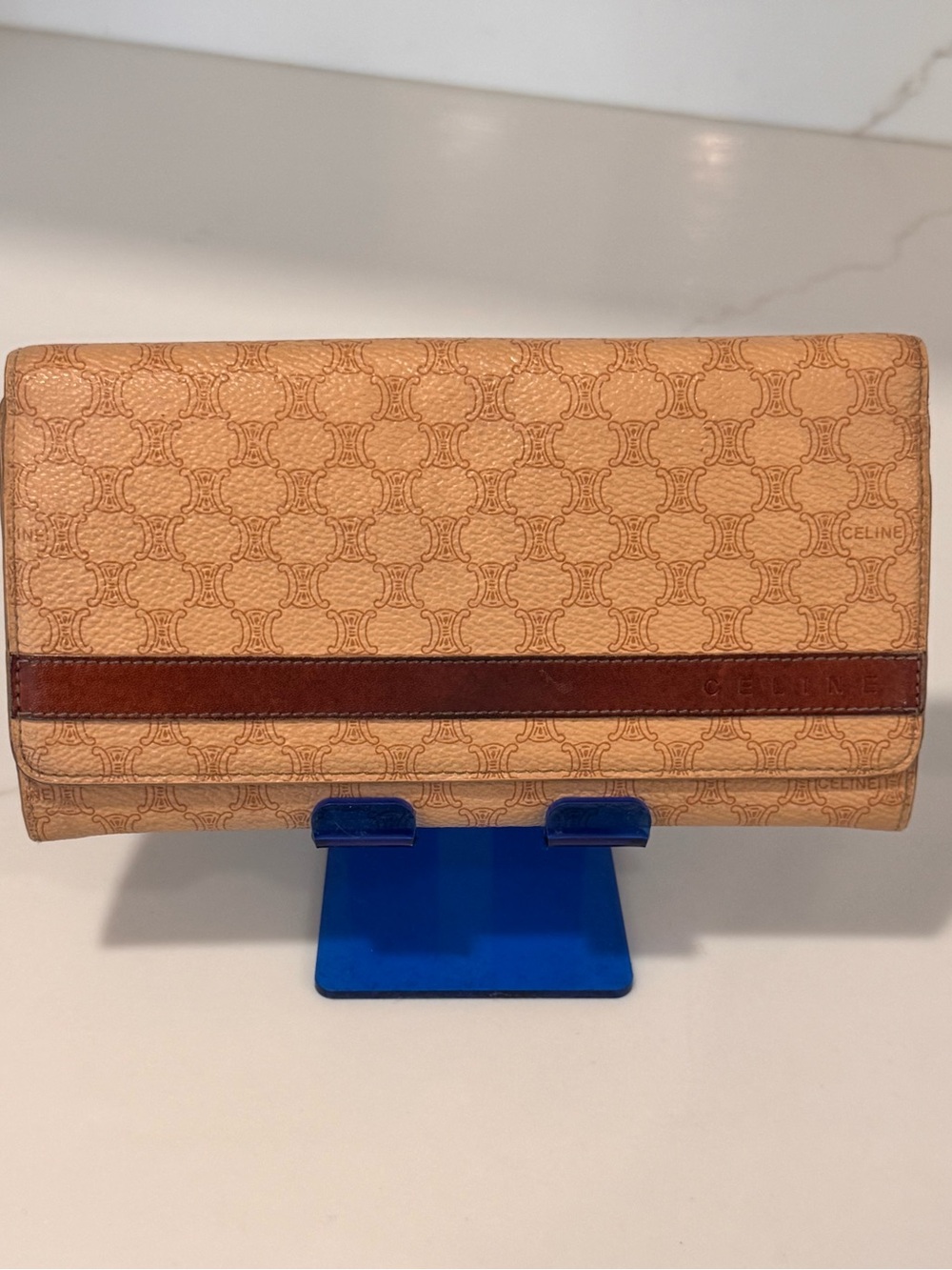 Authentic Vintage CELINE Macadam Long Wallet Beige Tan Triomphe Canvas - Picture 2 of 12